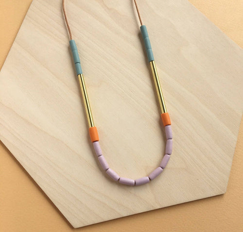 Dini Necklace - Clay Pink & Clementine