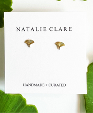 Load image into Gallery viewer, Gold Ginkgo Stud Earrings