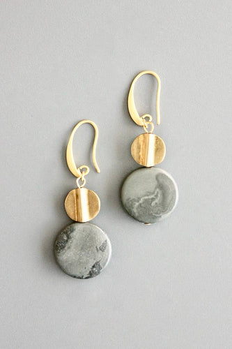 Jasper and brass earrings