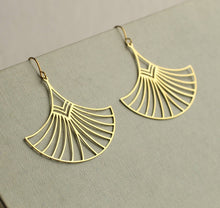 Load image into Gallery viewer, Art Deco Aztec Statement Fan Earrings