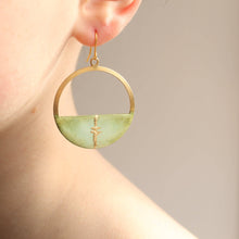 Load image into Gallery viewer, Green Kintsugi Hoop Earrings