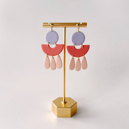 Emi | Color-block Chandelier Polymer Clay Earrings