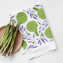 Load image into Gallery viewer, Artichokes + Olives Tea Towel / Kitchen Decor / Midwest Made