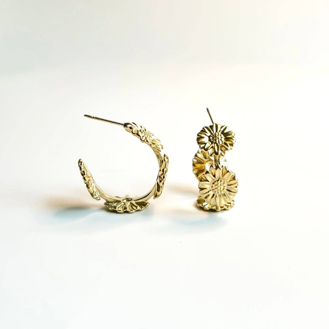 Van Gogh Sunflower Hoop Earrings