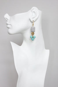 GNDE81 gray and turquoise earrings