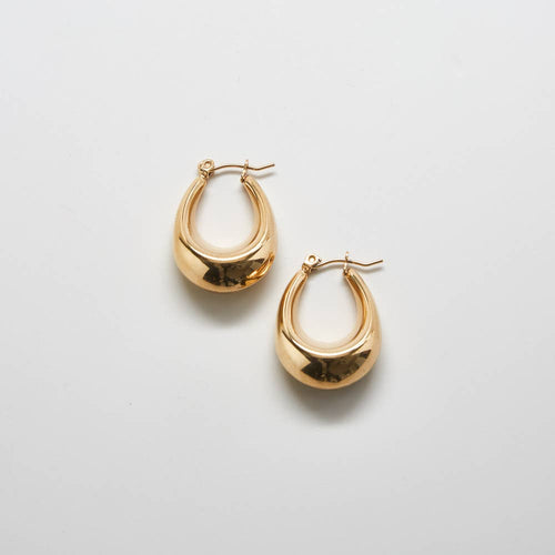 Gold Oval Hoop Earrings - Back to School, Fall Jewelry