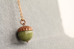 Olive Green Acorn Necklace SP10