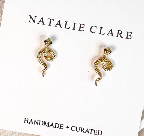 Golden Snake Stud Earrings