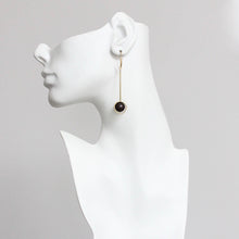 Load image into Gallery viewer, CHRE55 Geometric brown agate and brass earrings