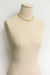 DOR615 Gold Paperclip Chain Necklace