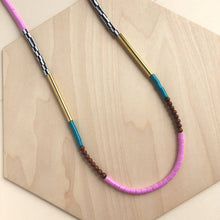 Load image into Gallery viewer, Colourblock Necklace - Teal and Grape