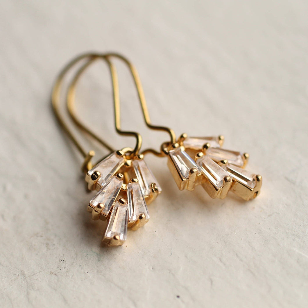 Art Deco Crystal Chrysler Baguette Earrings