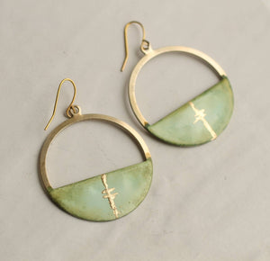 Green Kintsugi Hoop Earrings