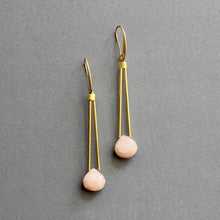 Load image into Gallery viewer, ISLE31 Peach moonstone geometric drop earrings