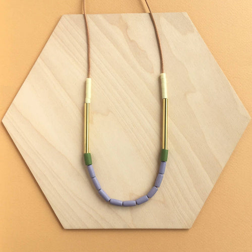 Dini Necklace - Purple & Olive