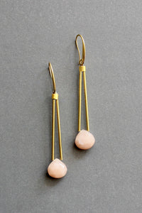 ISLE31 Peach moonstone geometric drop earrings