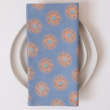 Load image into Gallery viewer, Sunflower Blue Block Printed Napkins - set of 4