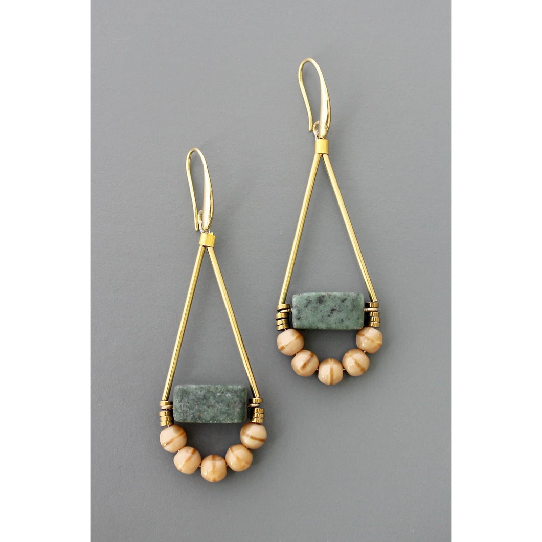 FERE79 Serpentine and glass earrings