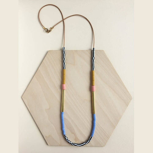 Colourblock Necklace - Mustard & Pink