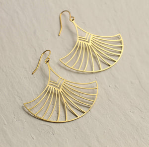 Art Deco Aztec Statement Fan Earrings