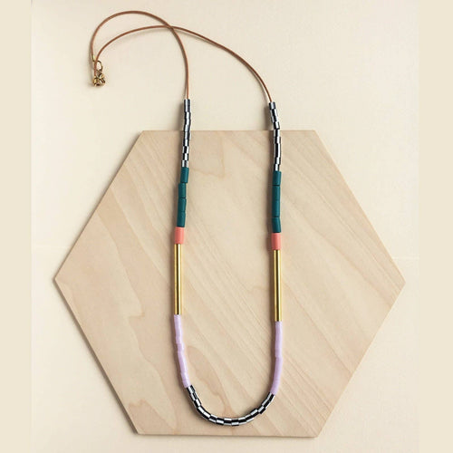 Colourblock Necklace - Teal & Pink