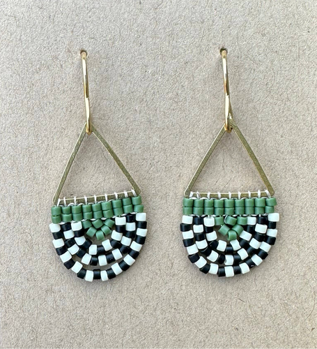 Beaded Arch Earrings - Everyone's Fav with Green Top