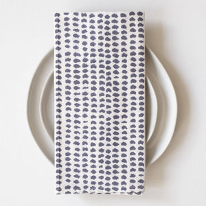 Charcoal Dot Block Printed Napkins - set of 4