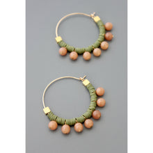 Load image into Gallery viewer, FERE20 Green and peach hoop earrings