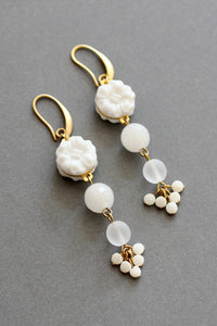 ISLE41 Vintage milk glass cluster earrings