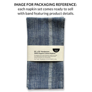 JOURNEY - BLUE Napkin (set of 4), Handwoven Organic Cotton