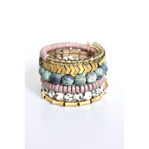 HYLB01 Green jasper and mauve wrap bracelet