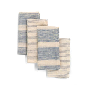 JOURNEY - BLUE Napkin (set of 4), Handwoven Organic Cotton