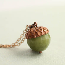 Load image into Gallery viewer, Olive Green Acorn Necklace