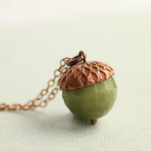 Olive Green Acorn Necklace SP10