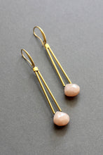 Load image into Gallery viewer, ISLE31 Peach moonstone geometric drop earrings