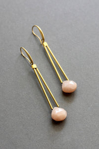 ISLE31 Peach moonstone geometric drop earrings