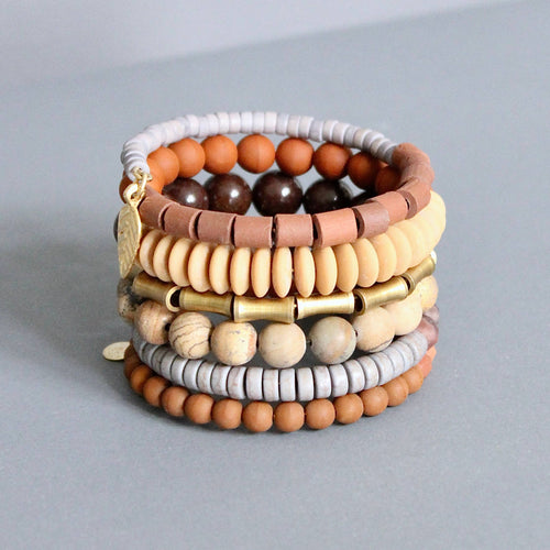 JLTB09 brown and gray wrap bracelet