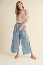 Load image into Gallery viewer, P3512 WIDE LEG WASHED DENIM CROP PANTS