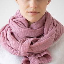 Load image into Gallery viewer, Mauve Garza Linen Scarf