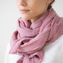 Load image into Gallery viewer, Mauve Garza Linen Scarf